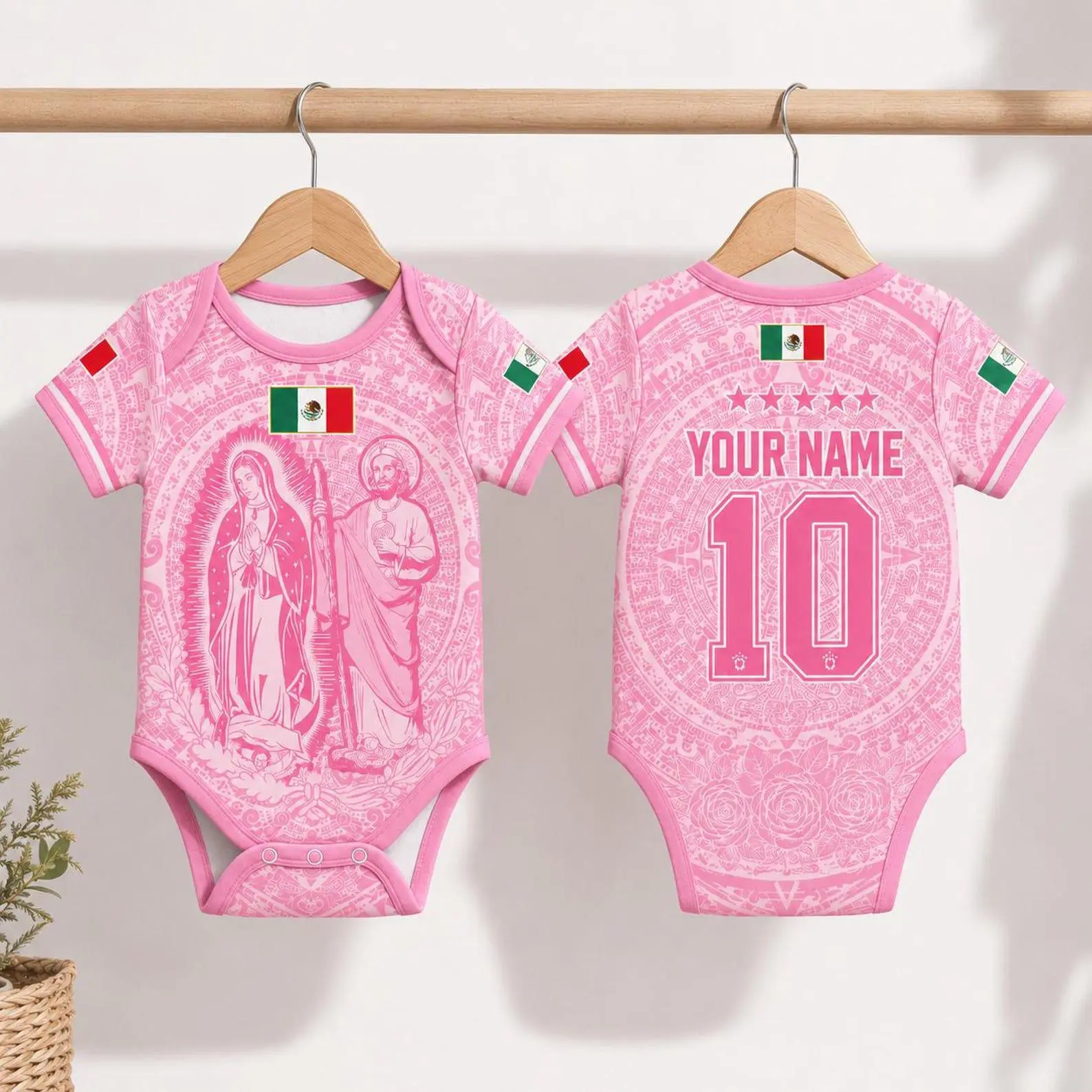 Custom Mexico 2026 Baby Suit,  Pink Jersey, Newborn Outfit