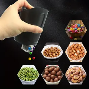 Portable Nut Candy Snack Dispenser 270ml Press Type Reusable Snack Dispenser Automatic Peanut Cashew Kernels Dispenser Keep Fingers Clean Plastic Car Ready Snack Feeder for Leisure Snacking