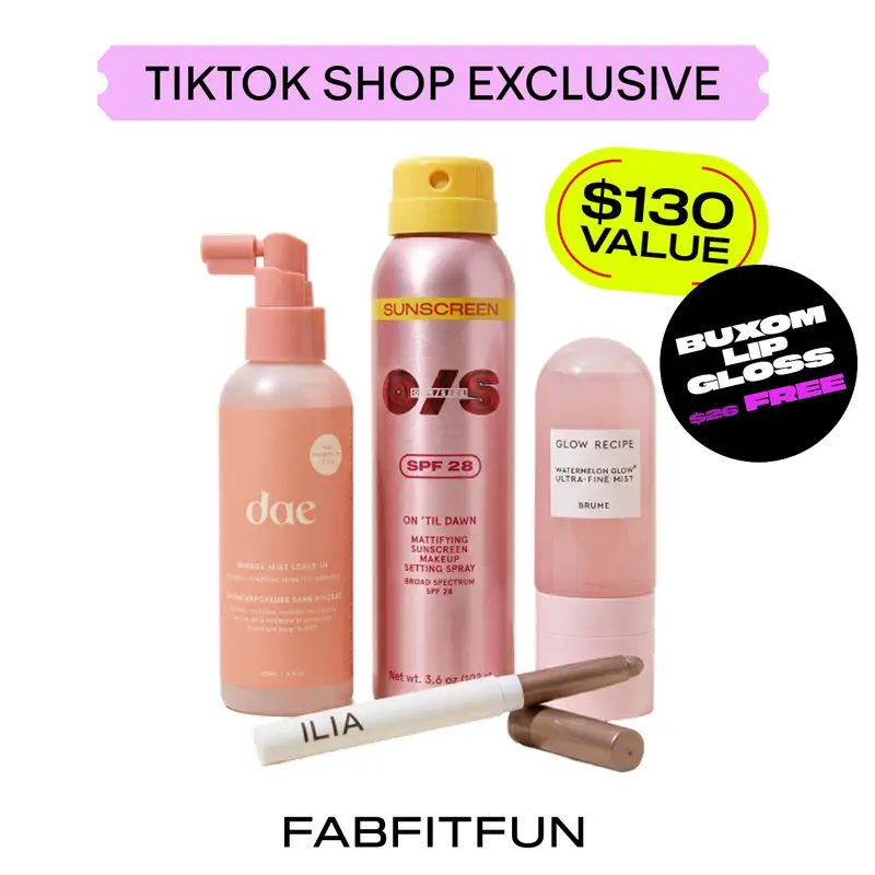 FabFitFun Viral Beauty Faves ($130 Value) | One/Size, Dae, ILIA, Glow Recipe | Setting Spray, Face Mist, Eyeshadow Stick, Leave In Conditioner