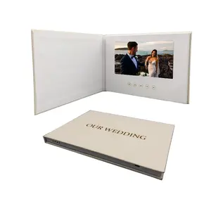 Customized High Resolution Linen 7 Inch Wedding Video Book Album Decor Photo Rechargeable Digital Touch sensor light