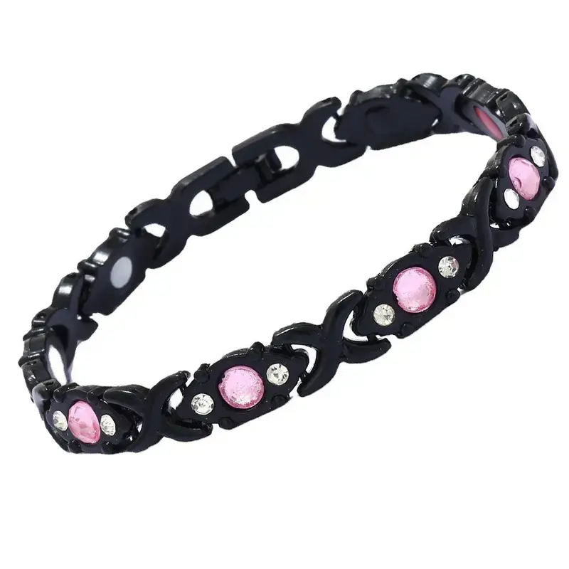 Ladies magnetic bracelet, eco-friendly alloy inlaid with diamonds, adjustable ladies bangle, adjustable size, diamond-decorated bracelet adjustable magnetic therapy ladies Valentine's Day gift