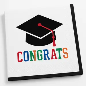 "Congrats" Graduation Beverage Napkins - 16 Pack