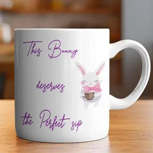 Easter Bunny Ceramic Mug, Christian Gift, Bunny Lover Mug, Coffee Cup, Perfect Easter Gift, Drinkware, Spring Holiday Bunny Mug, Cute Spring Cup