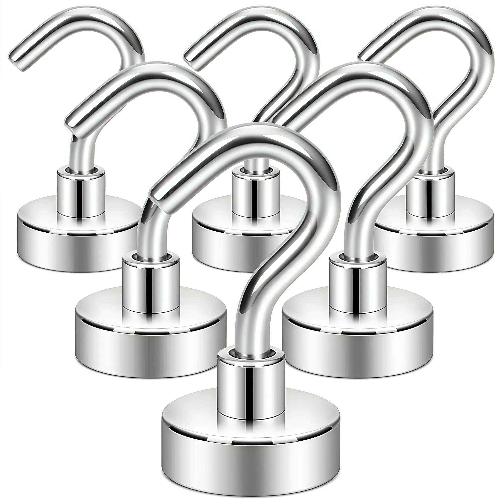 Strong Neodymium Magnetic Hooks, Rare Earth Magnet Hook for Fridge Ceiling Hanging Curtains Kitchen Use, U Shaped Hook
