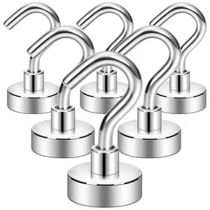 Strong Neodymium Magnetic Hooks, Rare Earth Magnet Hook for Fridge Ceiling Hanging Curtains Kitchen Use, U Shaped Hook