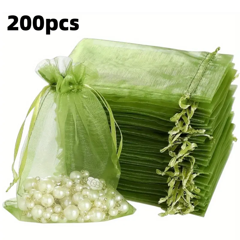 200pcs 10x15cm Army Green Drawstring Mesh Bags – Ideal for Small Gift Wrapping & Travel Toiletry Organizing, Must-Have for Organizing Jewelry, Cosmetics & Small Hardware