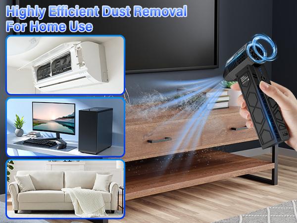 Electric Air Duster with Flashlight, Portable Cordless Leaf Blower, Turbo Fan, Rechargeable Cleaning Kit, Lightweight Jet Fan for Camping, Outdoors