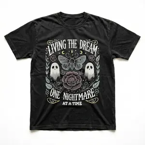 Summer T-Shirts Women's Vintage-Inspired "Living The Dream One Nightmare At A Time" Graphic T-Shirt