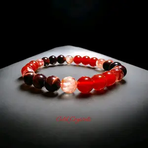 AAA Red Tiger Eye, Carnelian, Fire Quartz Bracelet 8mm Stretch Crystal Bead Bracelet - Red Healer carnelian stone natural