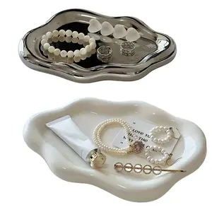 Simple Jewelry Storage Tray, Creative Silver Display Plate, Cloud Decoration Ornament, Electroplated Jewelry Holder