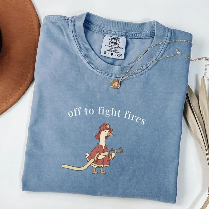 Comfort Colors Funny Firefighter Goose Shirt, Firefighter Shirt, Firefighter Gift, Firefighter Fathers Day Gift, Cute First Responder Tee