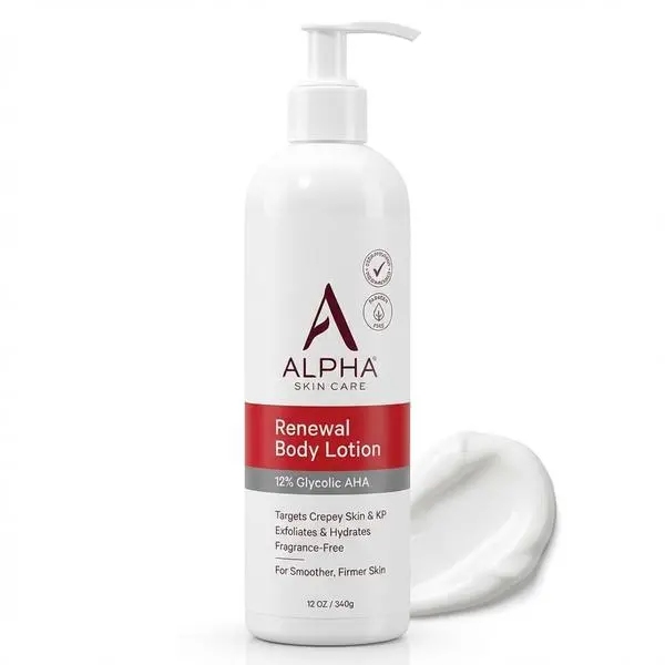 Alpha Skin Care Revitalizing Body Lotion - 12% Glycolic AHA Body Care, Daily Moisturizer with Alpha Hydroxy Acid, Hydrates & Exfoliates for Soft Smooth Skin, Anti-Aging, 12 Oz (Back to School), Glycolic Acid