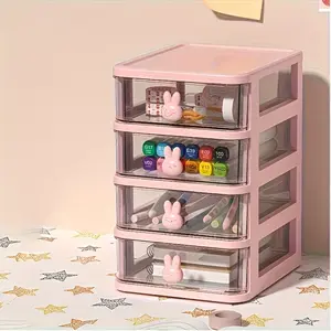 Classic Cute Bunny Multi-Layer Drawer Storage Box, Personalized Stationery Case, Desktop Organizer, Cosmetic and Small Item Holder, Sliding Drawers
