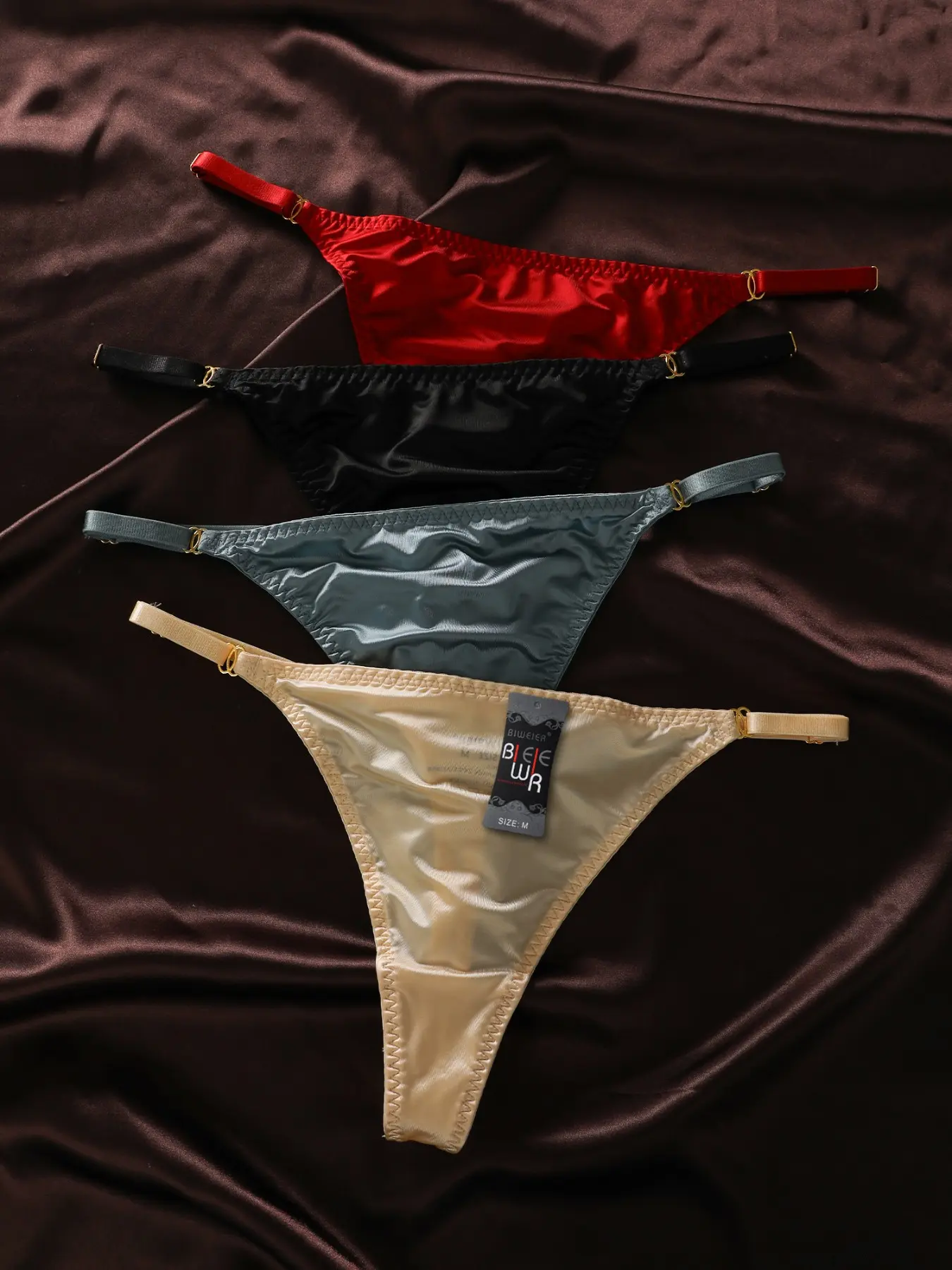 Women's Satin Thong Panties Set, Silky Satin Panties, Plain Panty, Intimates Panties, Everyday Underwear, Smooth Comfortable Design, Perfect Gift for Women, Ideal for Home & Vacation, Valentine's Day Present
