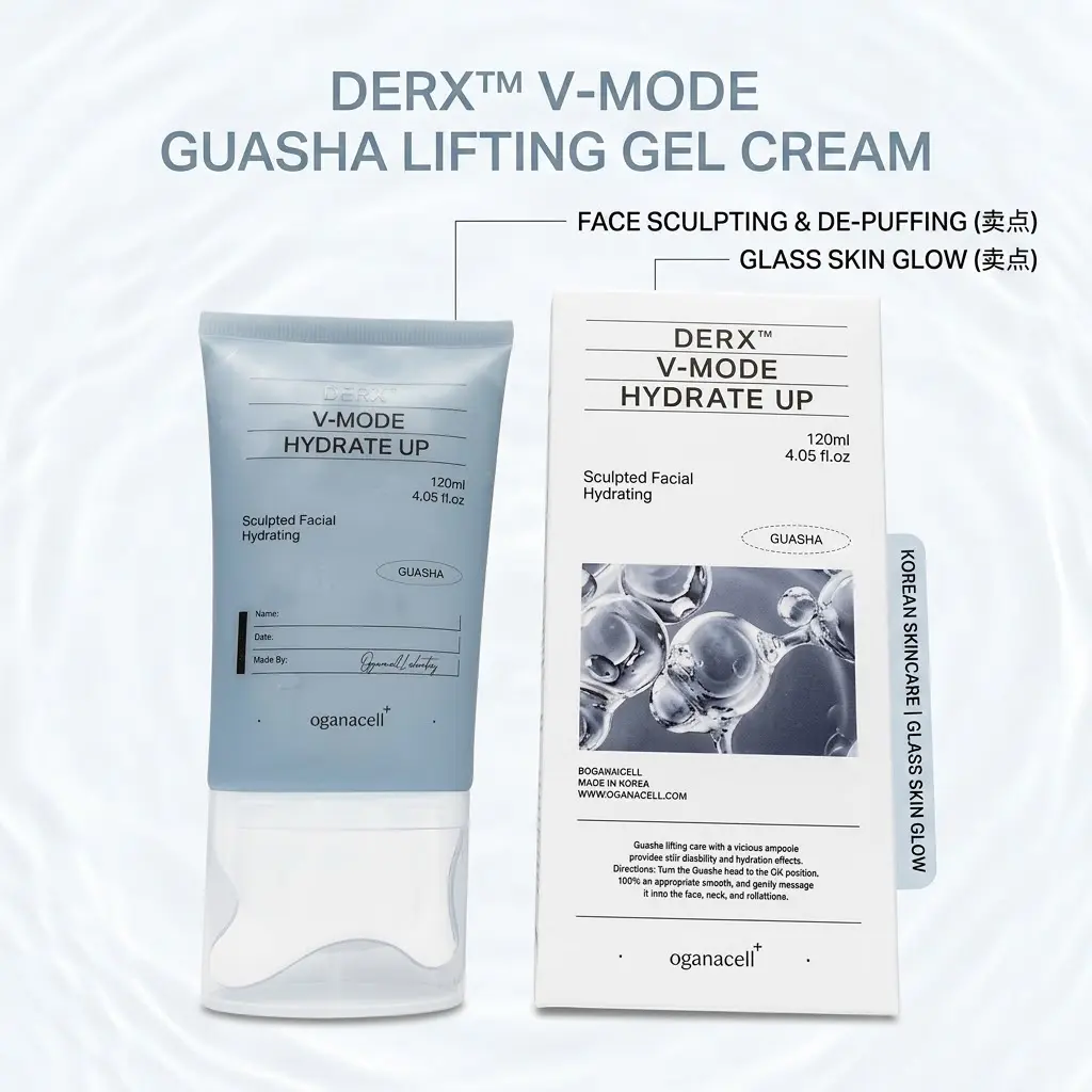 Oganacell PDRN Peptide Gua Sha Lifting Gel Cream for Jawline Definition, Face Sculpting & De-Puffing, Firming & Elasticity Care for Dry and Sagging Skin, Glass Skin Glow, At-Home Facial Care | Korean Skincare Moisturizers