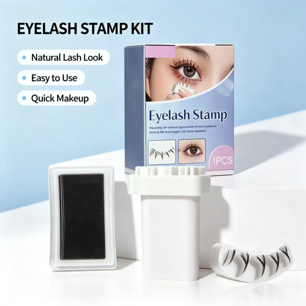 Lower Eyelash Stamp - Fluffy 3D Natural Cosmetic Makeup Tool, Lightweight Gentle Compact for Beginners, Waterproof Sweatproof Long-Lasting Non-Fade Pigment, Easy Operation for Daily Dating Festival Use, Duoface Brush Sponge Cleaner Storage Blending Brush,
