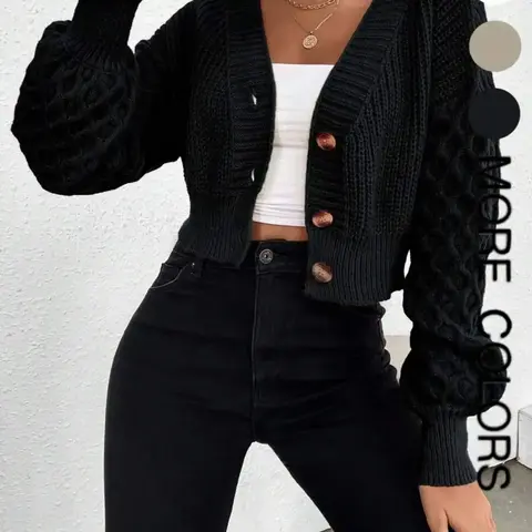 Women's Knitted V-Neck Cardigan for Fall/Winter, Long Sleeve Cozy Vintage Twisted Sweater, Fitted Knitwear Sweater, Casual Chic Layering Top