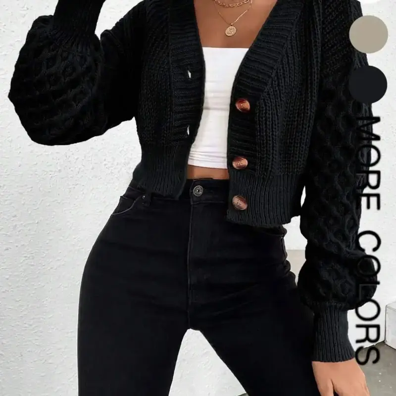 Women's Knitted V-Neck Cardigan for Fall/Winter, Long Sleeve Cozy Vintage Twisted Sweater, Fitted Knitwear Sweater, Casual Chic Layering Top