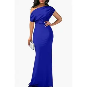 2024 Spring Women's Elegant Sleeveless Cold-Shoulder Skinny Long Formal Party Dress