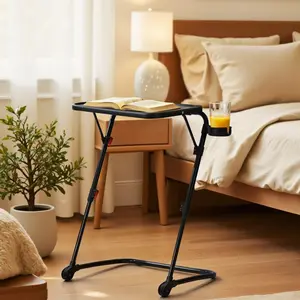 【Deal】Homy Casa Mobile Adjustable Bedside Table with Wheels, Height Adjustable Rolling Laptop Desk, Portable Computer Workstation for Home and Hospital Use Convenient