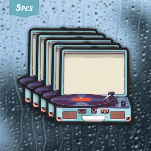 5Pcs "Vintage Suitcase Record Player" Retro Turntable Waterproof Vinyl Sticker, Self-Adhesive Decal, Suitable For Water Bottles, Laptops, Cars, Tablets, Ideal For Vinyl Lovers, Retro Aesthetic Fans And Music Enthusiasts