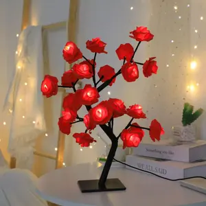 Rose Tree Shaped LED String Light, USB Powered Desktop Rose Tree Light, DIY Artificial Tree Light, Bedroom Decoration Light, Party Decoration Light