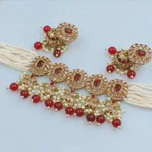 Desi Mirror Choker Set with Jhumka and Tikka - Elegant Design for Versatile Occasions jewellery. (NO REFUND OR EXCHANGE)