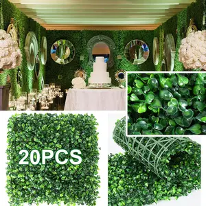 6/10/20count Artificial Plants Grass Wall Backdrop Flowers Wedding Boxwood Hedge Panels for Indoor Outdoor Home Garden Wall Decor