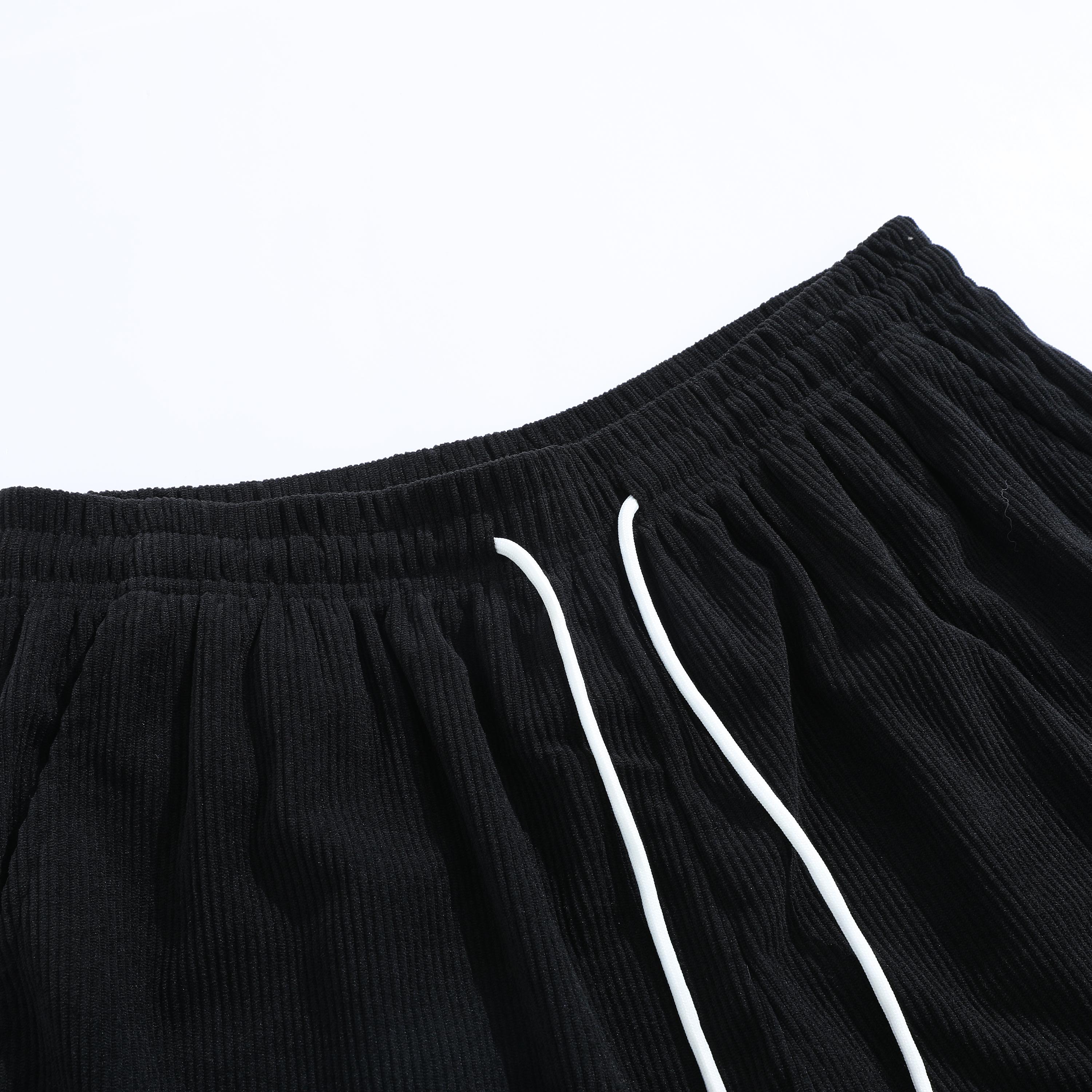 Men’s corduroy solid-color mid-thigh beach shorts — summer loose casual athletic shorts