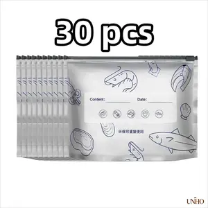 30 Pack Multi-Size Aluminum Foil Storage Pouches, Reusable Heavy-Duty Resealable Zipper Bags, Airtight Leakproof Insulated Containers For Kitchen Organization, Camping And Outdoor Meat Storage