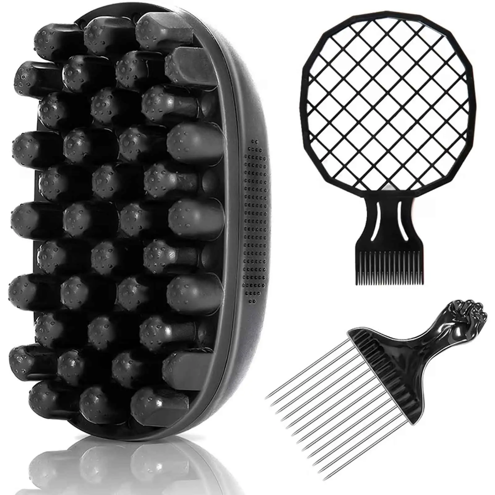 Hair Curling Sponge Comb Set with Gloves, 3-Piece Flexible Styling Tool Kit, No Heat Hair Styling Tools, Beauty Care Accessories, Curly Hair Comb, Combs for Hair Stylist