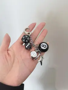 1pc  Sweet and cool dice hanging decoration with black and white contrasting metal stars embellished, versatile and eye-catching key bag hanging is super stylish