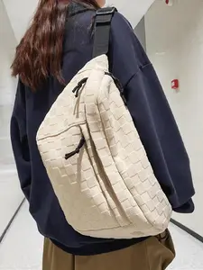 Zaleeta Aesthetic Plaid Chest Bag for Women & Men - Retro Checkered Crossbody Sling Bag, Large Capacity Multi-Pocket Fanny Pack for Travel & Daily Use