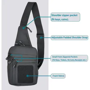 Tactical Messenger Bag, Single Shoulder Backpack for Concealed Carrying, Chest Bag with Shoulder Strap, Shoulder Strap Bracket Bag, Durable, Suitable for Hiking, Camping, Daily Commuter Carry for Men Women