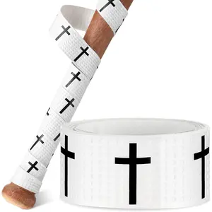 Faith Cross Baseball Bat Grip Tapes 1.1mm Precut Full Adhesive Softball Grip Tape,Non-Slip Softball Bat Wrap Religious Cricket Batting Tape Replacement