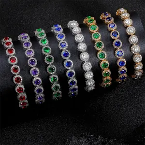 Unisex 8mm Iced Out Tennis Bracelet - Round Cut Cubic Zirconia Halo CZ Link Hip Hop Jewelry for Men & Women
