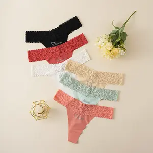 Six-piece Women's Luxurious Lace Sparkling Diamond Sports Basic Underwear, offering 6 color choices, including high-waisted panties and high-waisted thongs, women's thong underwear