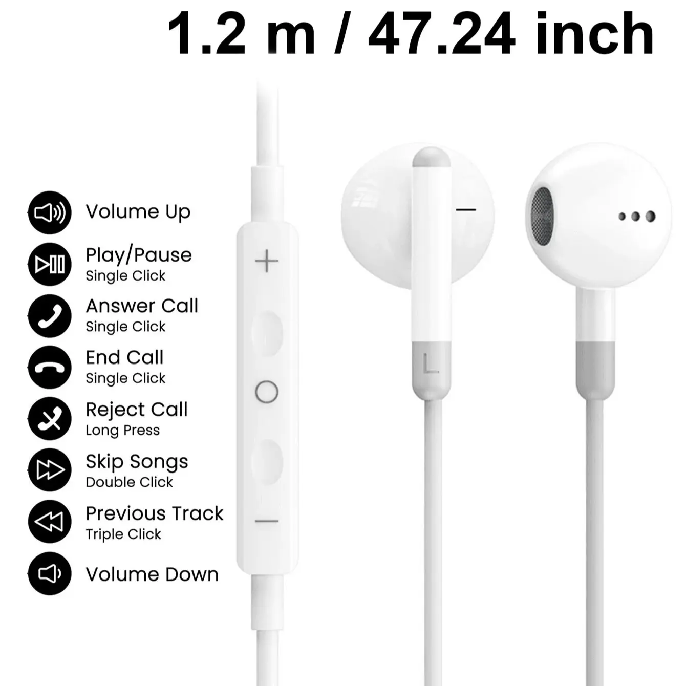 iPhone Compatible Wired Earphones, Type-C In-Ear Headsets, 3.5mm Jack, USB-C Audio, Bass-Boosted Stereo, for Mobile & PC