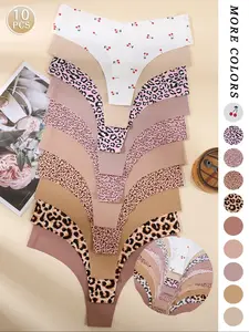 Women's Leopard Pattern Underwear Set, Breathable Fitted Design, All Season Comfort Wear, Plain Style Triangle Panties
