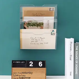 3 Tier Clear Acrylic Wall Mounted Mail Holder or Document Organizer Rack