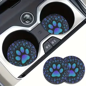Blue Dog Paws Cup Holder Pads 2pcs, Small Round Coasters for Auto Car Cup Holders, Car Accessories, 2.8 Inch Universal Fit for Most Vehicles Suv Truck Van