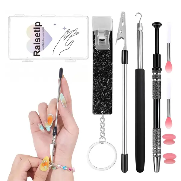 6-Piece Long-Nail Lifestyle Tool Set | Jewelry Pick, Bracelet Assistant, Card Pick, Silicone Lip Brush | Non-Slip Grip for Precise Control and No Accidental Taps, Won’t Damage Nails | A Must-Have for Elegant and Sophisticated Women—the Ultimate Time-Saver