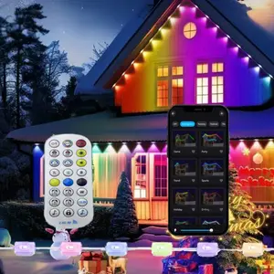 1 Pack Permanent DIY Outdoor Light That Can be Controlled by APP/Voice/Remote. RGBIC Smart Eaves Light, IP67 Waterproof. Suitable for Year-Round Outdoor Lighting on House Roofs. Can be Used for Christmas, Holidays, Etc, Outdoor Decorative Lights