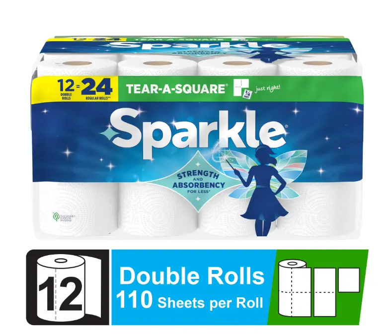 Tear-A-Square Paper Towels, 12 Double Rolls, 110 Sheets per Roll