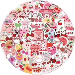 Cherry Pattern Sticker (90pcs/set), Cute Cartoon Cherry Sticker, Decorative Sticker for Phone Case, Computer, Guitar, Bag, Water Cup, Scrapbook, Decal Sticker
