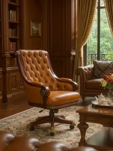 Luxury Executive Office Chair – Premium Tufted Leather, Elegant Design