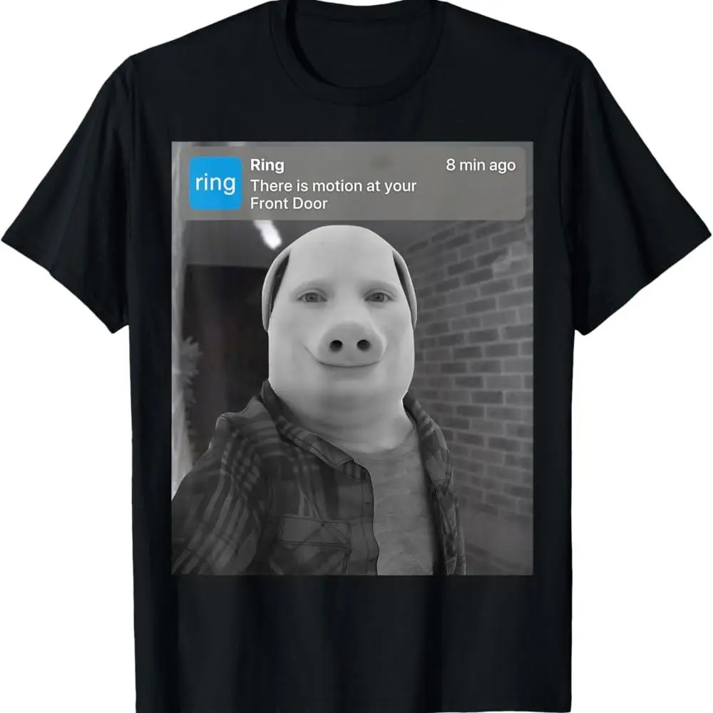 There Is Motion At Your Front Door Ring Doorbell Meme T-Shirt, 100% Cotton Creepy Funny Graphic Tee