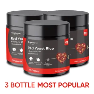 CareHaven Red Yeast Rice 1000mg with Nattokinase & CoQ10 - Extra Strength Natto Extract Supplement for Cholesterol & Heart  Support - 120 Capsules Fitness Dietary Healthcare edible health daily veg