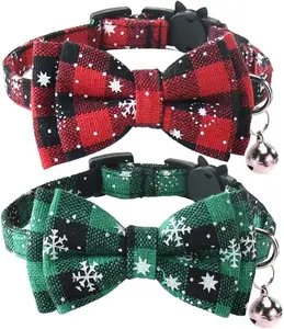 Chic Christmas Cat Collar Bow Tie Pet Accessory for Holiday Parties & Daily Wear, Unique Design Cat Collar Bowtie for Festive Gatherings & Stylish Feline Fashion Statement