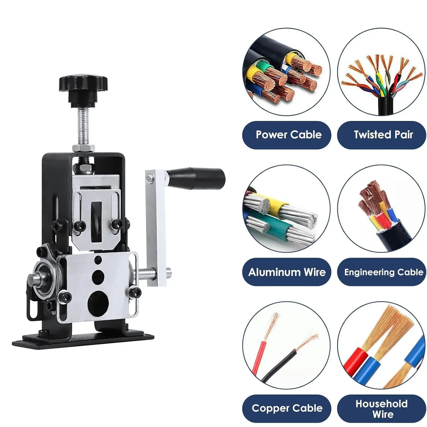 Adjustable Copper Wire Peeler Machine, 2-in-1 Manual & Drill Operated, Stable Construction Reduces Vibration, Ideal Tool for Processing Scrap Wiring and Metal Recovery